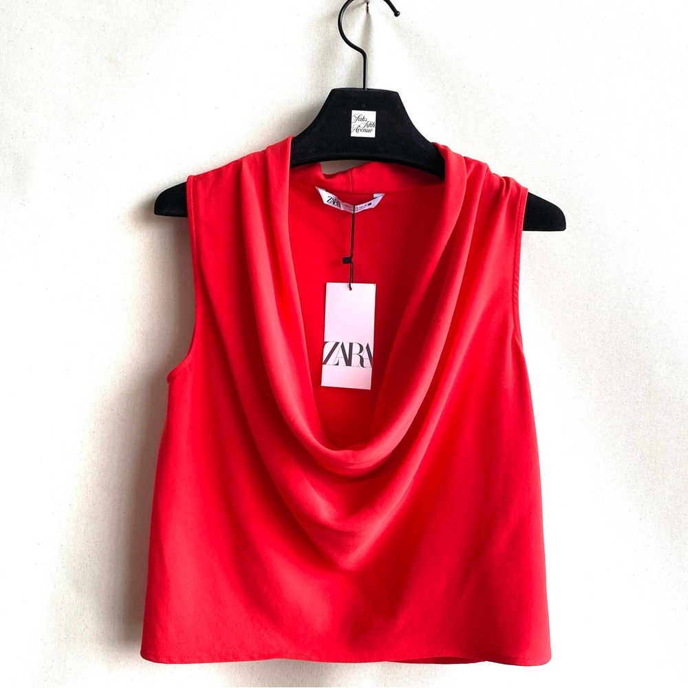 Zara Red Cowl Top- New with Tags